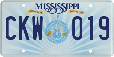 MS license plate CKW019