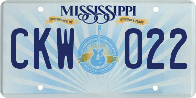 MS license plate CKW022