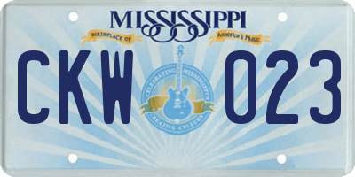 MS license plate CKW023