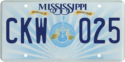 MS license plate CKW025