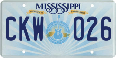 MS license plate CKW026