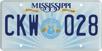 MS license plate CKW028
