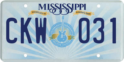 MS license plate CKW031