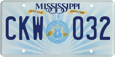 MS license plate CKW032