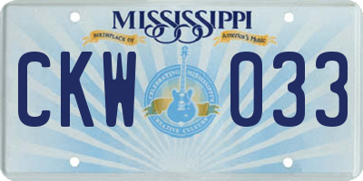 MS license plate CKW033