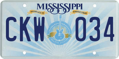 MS license plate CKW034