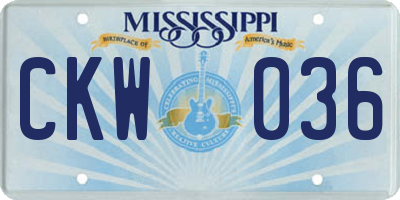 MS license plate CKW036