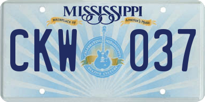 MS license plate CKW037