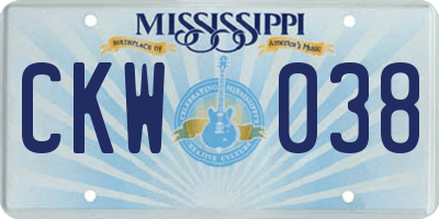 MS license plate CKW038