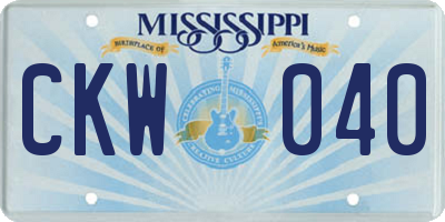MS license plate CKW040
