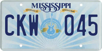 MS license plate CKW045