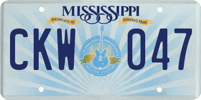 MS license plate CKW047