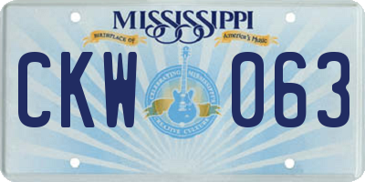 MS license plate CKW063