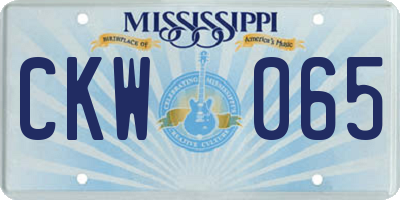 MS license plate CKW065