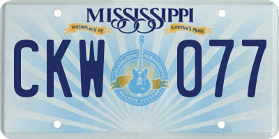 MS license plate CKW077