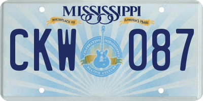 MS license plate CKW087