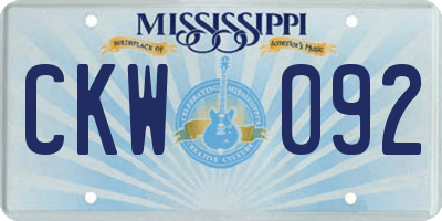 MS license plate CKW092