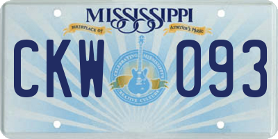 MS license plate CKW093