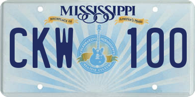 MS license plate CKW100