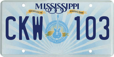 MS license plate CKW103