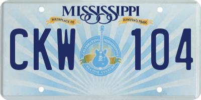 MS license plate CKW104