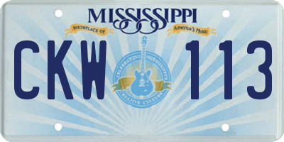 MS license plate CKW113