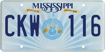 MS license plate CKW116