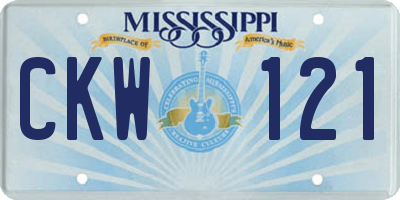 MS license plate CKW121