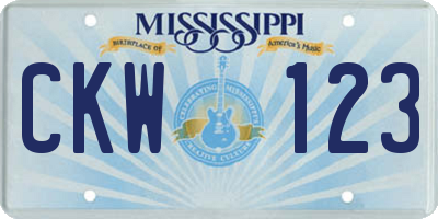 MS license plate CKW123