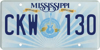 MS license plate CKW130