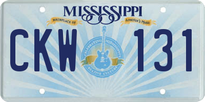 MS license plate CKW131