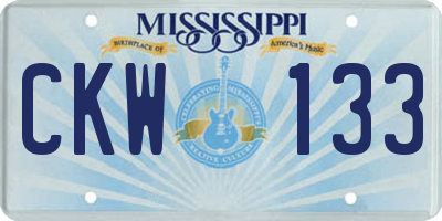 MS license plate CKW133