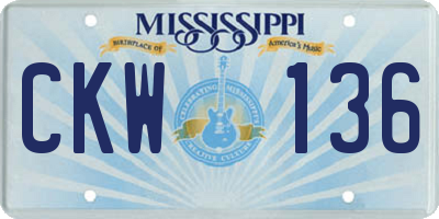 MS license plate CKW136