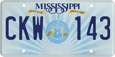 MS license plate CKW143