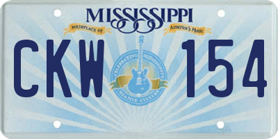 MS license plate CKW154