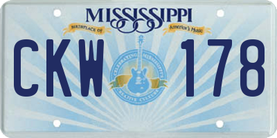 MS license plate CKW178