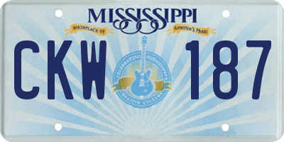 MS license plate CKW187