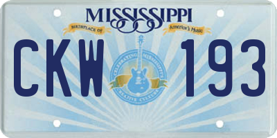 MS license plate CKW193
