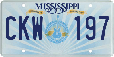 MS license plate CKW197