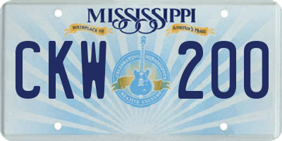 MS license plate CKW200