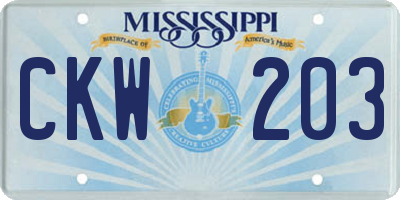 MS license plate CKW203