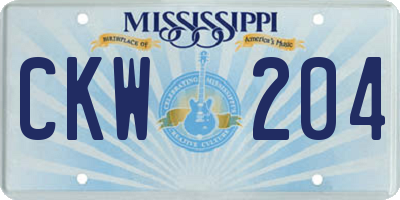 MS license plate CKW204