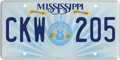 MS license plate CKW205