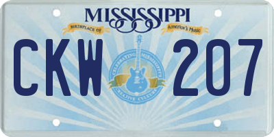 MS license plate CKW207