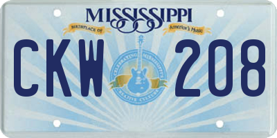 MS license plate CKW208