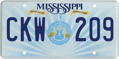 MS license plate CKW209