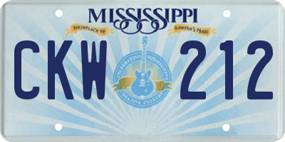 MS license plate CKW212