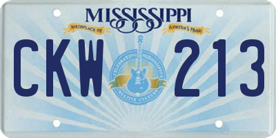 MS license plate CKW213