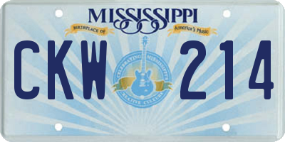 MS license plate CKW214