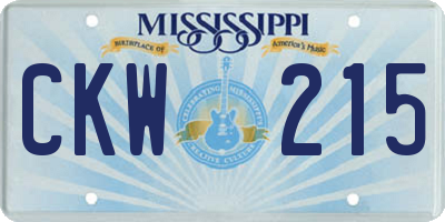 MS license plate CKW215